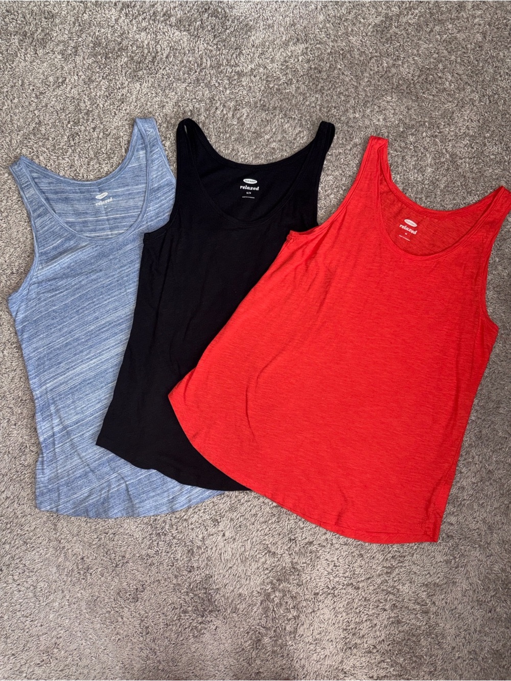 Blue heathered stripe Tank Top - Women's Lightweight Scoop Neck relaxed fit